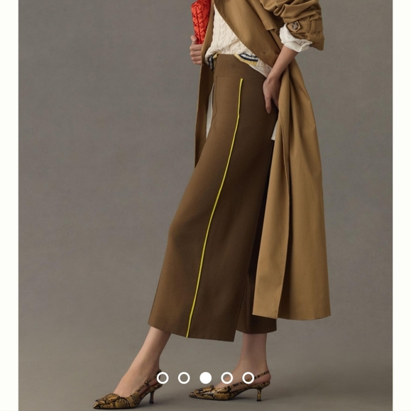 [ BEATRICE b.]- WOMEN'S size 6, tan- brown/Yellow  pull on WOOL WIDE LEG TROUSER - Picture 5 of 16